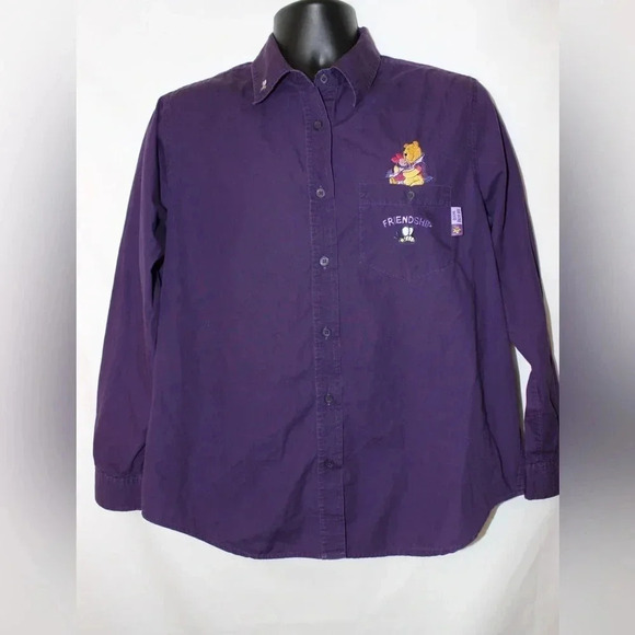 Women’s Disney Winnie the Pooh 100 Acre Woods Friendship Long Sleeve Button Up L - Picture 2 of 16